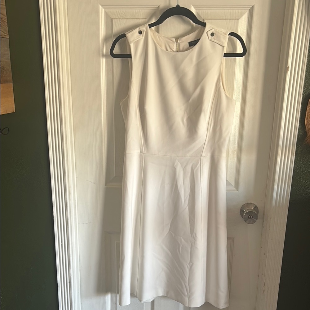 White House Black Market Cream Sheath Halter Midi Dress